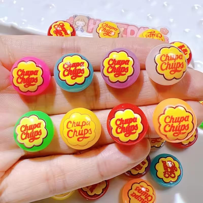 8Pcs Kawaii Cute Mini Chupa Candy Lollipop Figure Resin DIY Accessory Sweety Chups 3D Model Phone Charms Toy Gift for Kid Adult